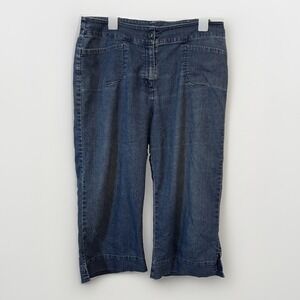 Woolrich Vintage Blue Denim Capris Women Cropped Slit Ankle Stretch Jeans Sz 10